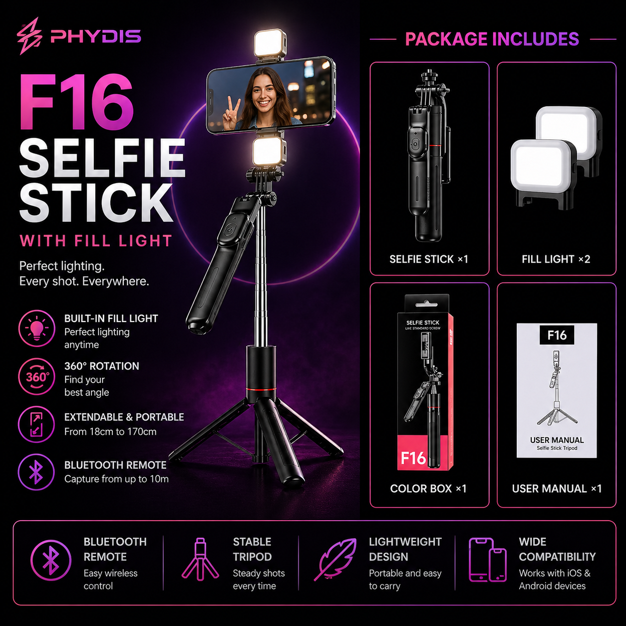 F16 Selfie Stick Tripod
